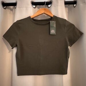 TWO NWT Wild Fable Olive Green Crop Top